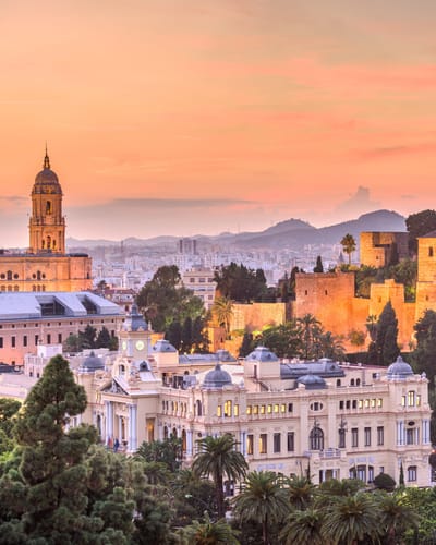 Spanien malaga old town aftenlys