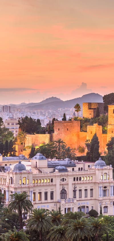 Spanien malaga old town aftenlys