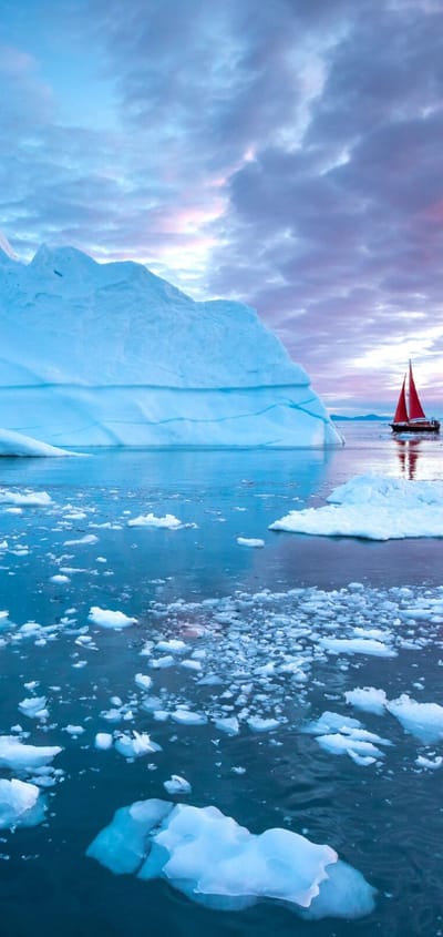 Ilulissat groenland diskobugt roed baad