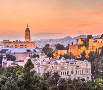 Spanien malaga old town aftenlys