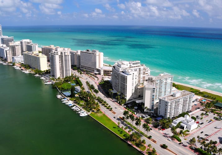 South Beach ved Miami, Florida, USA – afgangssted for transatlantisk krydstogt